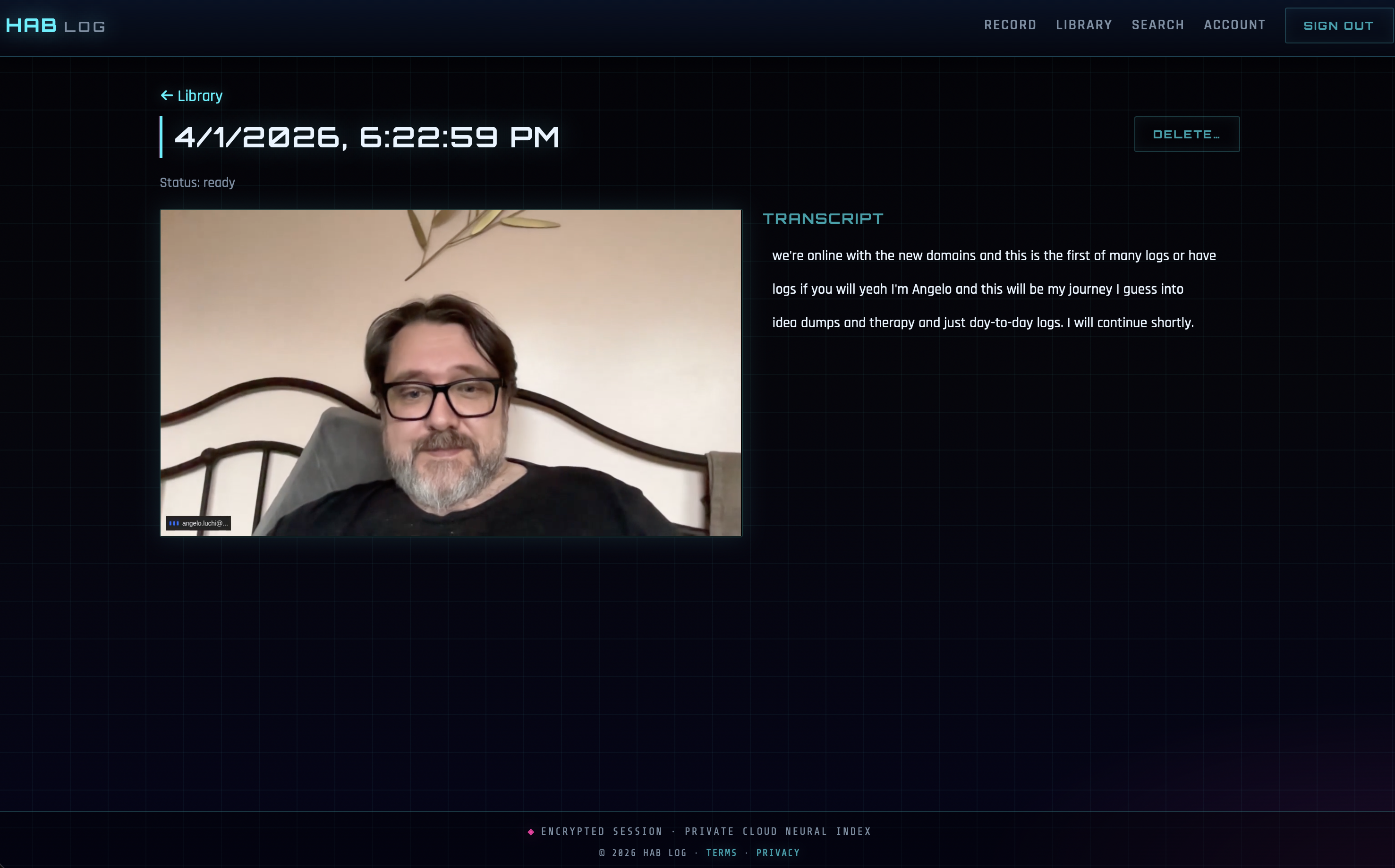 HAB Log — library view